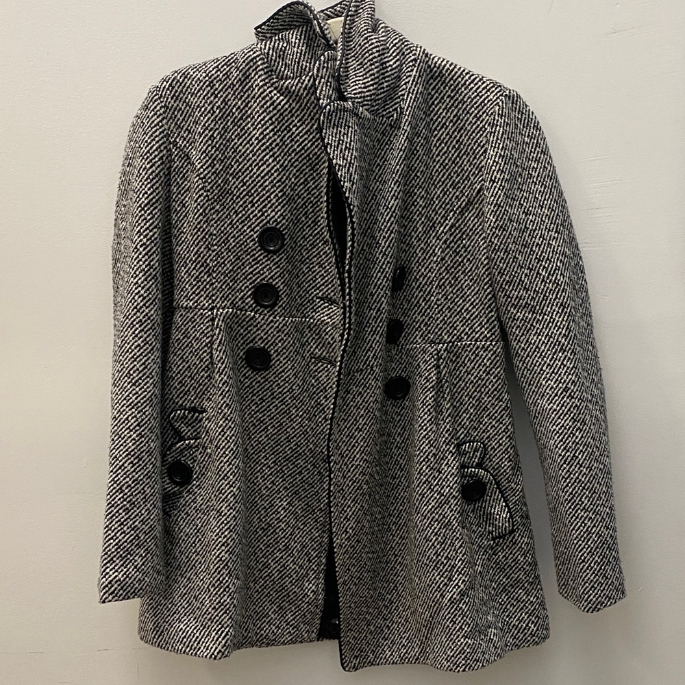 BCX Women's Black and White Pea Coat